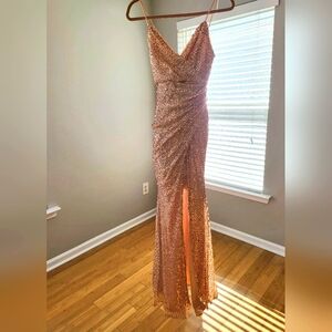 Prom, Spring Break, Gold Party Evening Gown